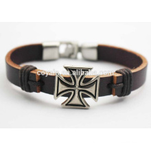 Best Designed Leder Cuff Charm Cross Freundschaft Armband zum Verkauf